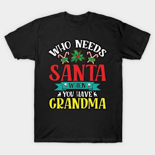 Reindeer Flowers Xmas Who Needs Santa When You Have Grandma T-Shirt